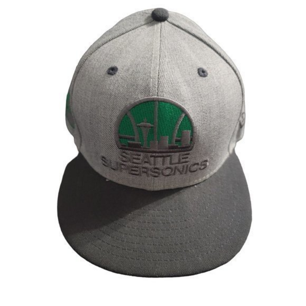 Seattle‎ Supersonics Mens 7 1/4 Grey Hardwood Classic New Era Hat NBA Fitted Cap